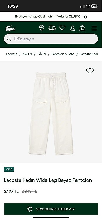 Lacoste Lacoste wide leg pantolon
