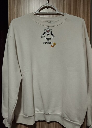 m Beden beyaz Renk 3 iplik sweatshirt