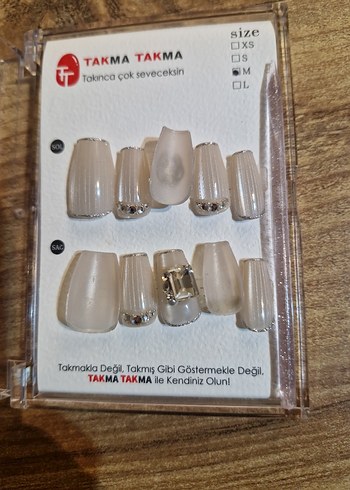 Beyaz Takma Tırnak Seti M Beden - Görsel 5