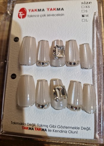 Beyaz Takma Tırnak Seti M Beden - Görsel 4