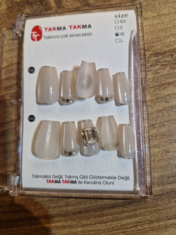 Beyaz Takma Tırnak Seti M Beden - Görsel 5