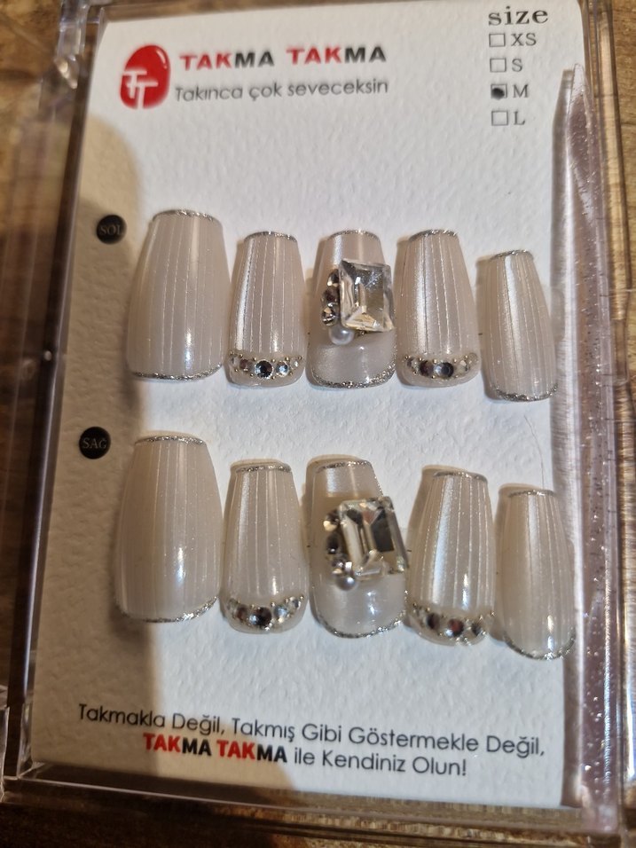 Beyaz Takma Tırnak Seti M Beden - Görsel 4