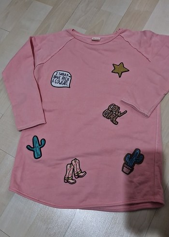 Kız Çocuk Pembe Baskılı Uzun Kollu Tişört - Görsel 3