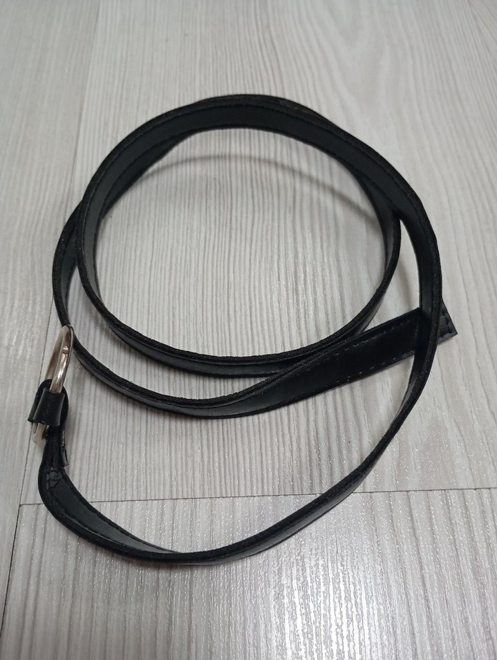 Siyah Deri inçe Kadın Kemer Tokalı - Görsel 2