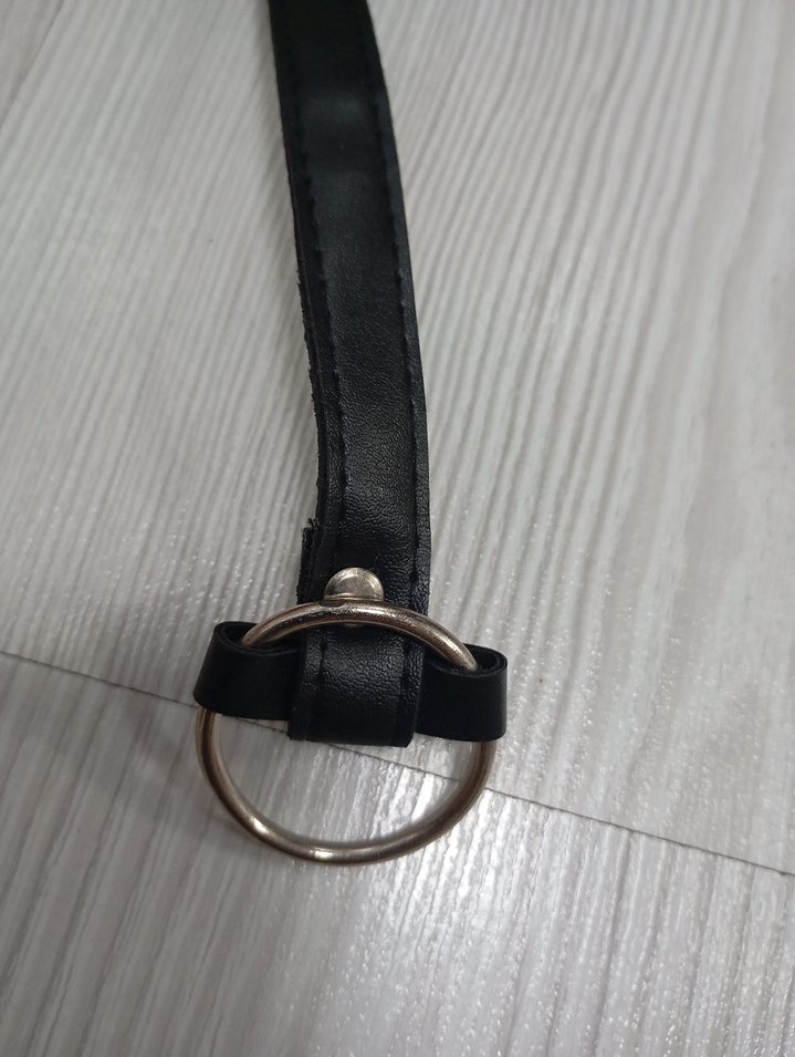 Siyah Deri inçe Kadın Kemer Tokalı - Görsel 3
