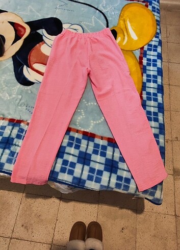 m Beden pembe Renk Keten pantolon