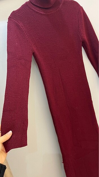 Diğer BORDO FİTİLLİ TRİKO ELBİSE