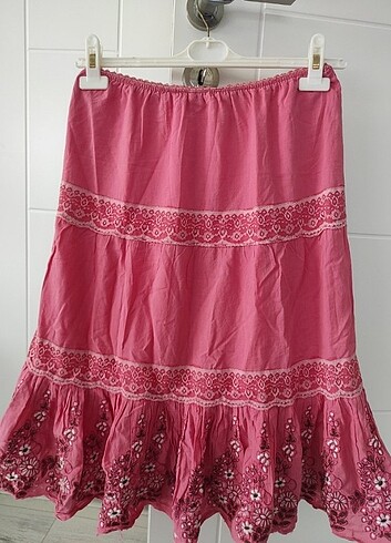 Kadın Pembe Diz hizasında etek 