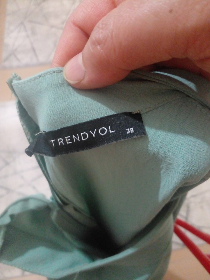 Kadın Turkuaz Uzun Kollu Fırfırlı Elbise - Görsel 2