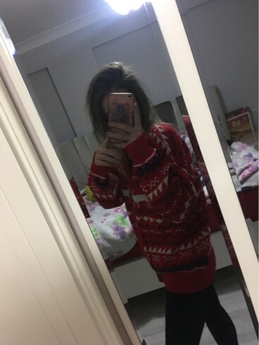 Kırmızı kışlık hırka - Görsel 4