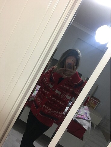 Kırmızı kışlık hırka - Görsel 5