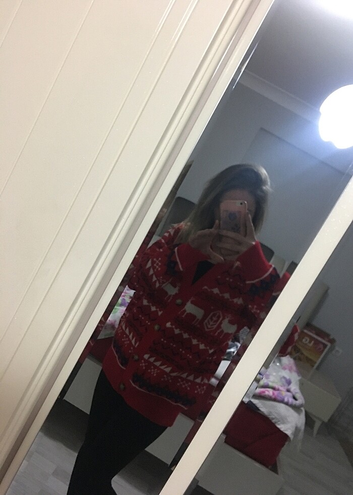 Kırmızı kışlık hırka - Görsel 5