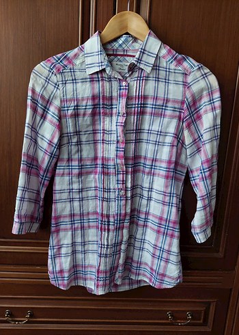 Massimo Dutti Pembe Pamuklu Düğmeli Uzun Kollu Gömlek