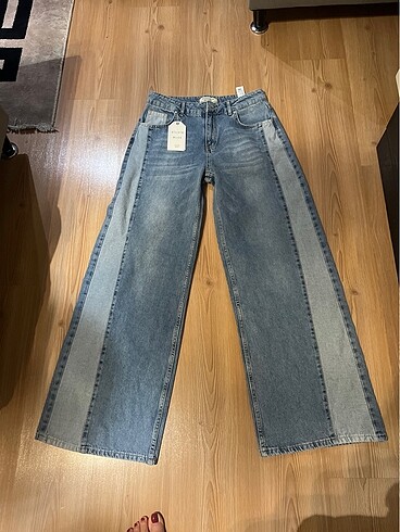 38 beden bol paça kot pantolon