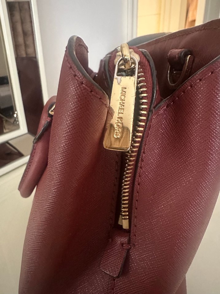 Michael Kors Bordo Deri Kadın Çanta - Görsel 4