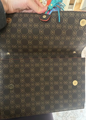 Kahverengi Vakko Monogram Orjinal Deri Portföy Çanta - Görsel 5