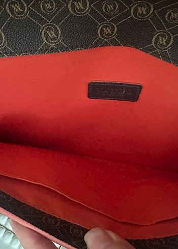 Kahverengi Vakko Monogram Orjinal Deri Portföy Çanta - Görsel 6