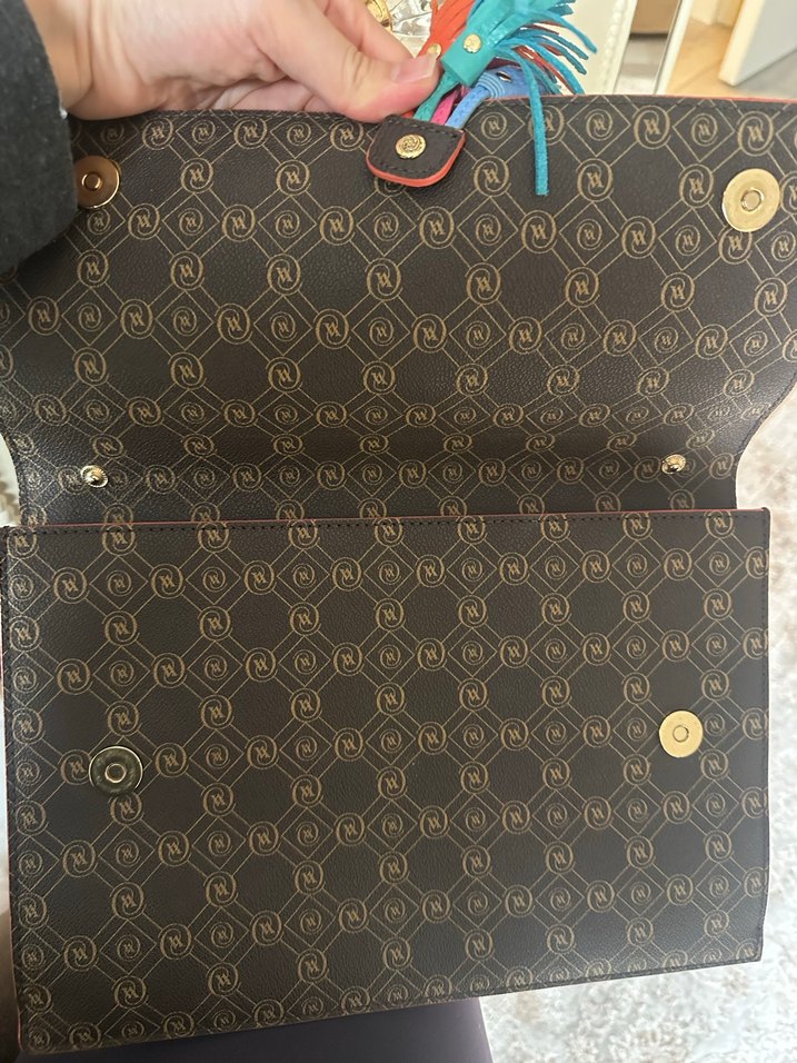 Kahverengi Vakko Monogram Orjinal Deri Portföy Çanta - Görsel 5