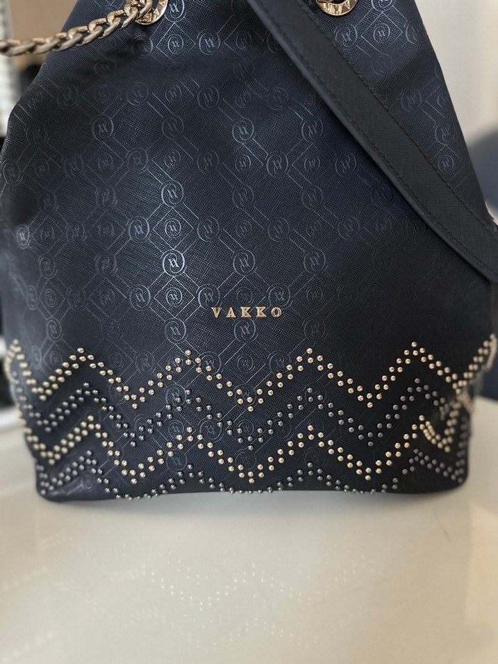 Siyah Zincir Detaylı Deri Vakko Çanta - Görsel 2