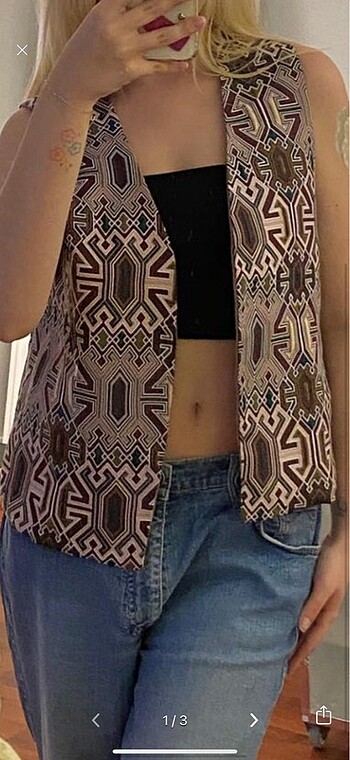 American Vintage Vintage etnik desen yelek