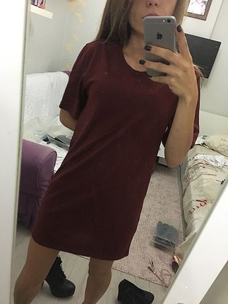 Bordo tshirt elbise