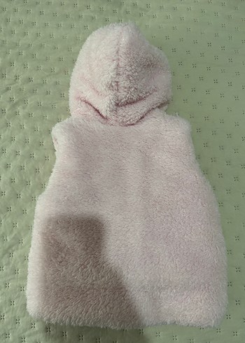Kız Çocuk Pembe Kapüşonlu Peluş Yelek - Görsel 2