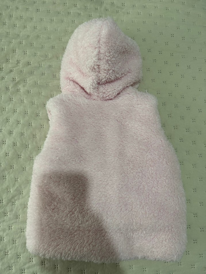 Kız Çocuk Pembe Kapüşonlu Peluş Yelek - Görsel 2