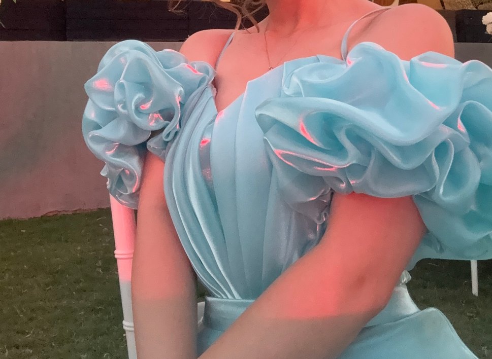 Mavi Drapeli Uzun Kadın Abiye - Görsel 4