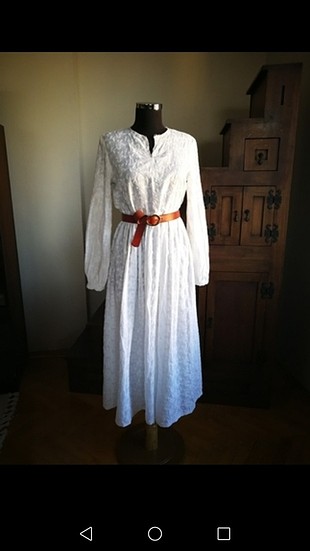 beyaz keten yeni elbise