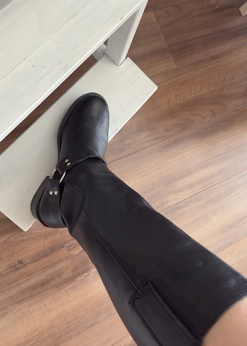 Kadın Siyah Deri Tokalı Mango Çizme - Görsel 2