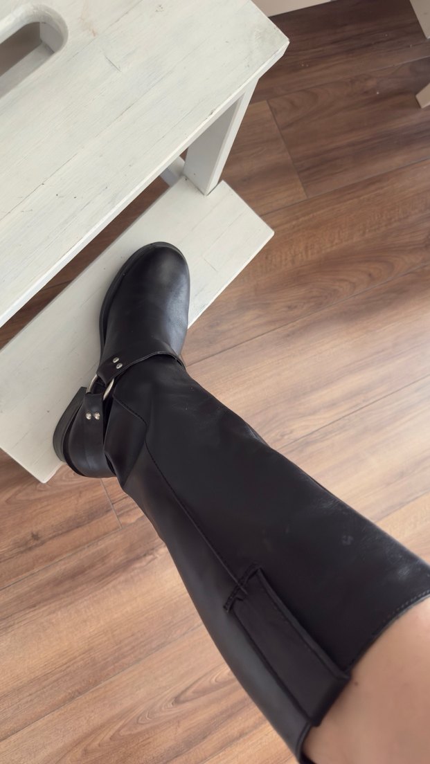 Kadın Siyah Deri Tokalı Mango Çizme - Görsel 2