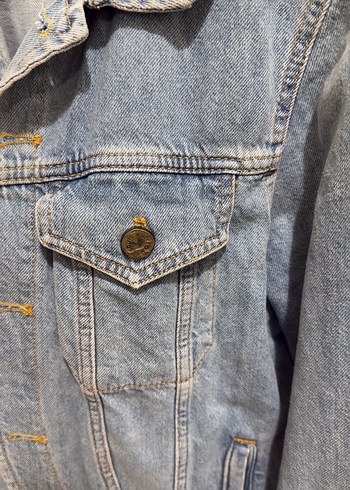 Düğmeli Mavi Kadın Denim Ceket - Görsel 3