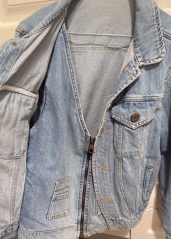 Düğmeli Mavi Kadın Denim Ceket - Görsel 2