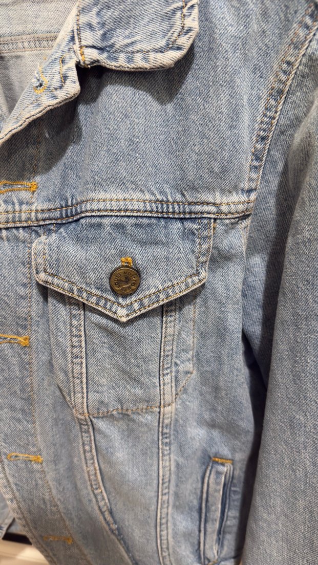 Düğmeli Mavi Kadın Denim Ceket - Görsel 3