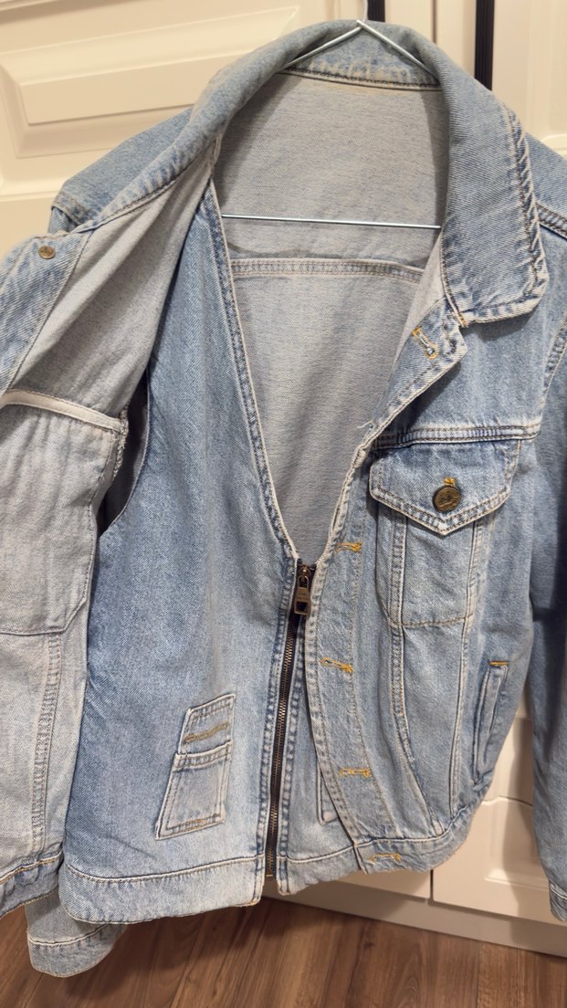 Düğmeli Mavi Kadın Denim Ceket - Görsel 2