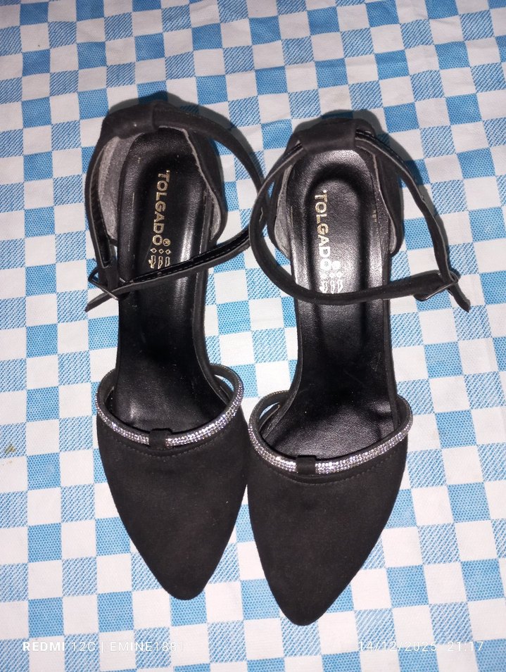 Siyah Tokalı Kadın Topuklu Abiye Ayakkabı - Görsel 2