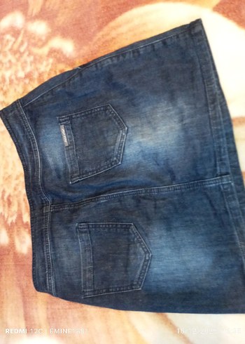 Düğmeli Mavi Denim Midi Etek - Görsel 3