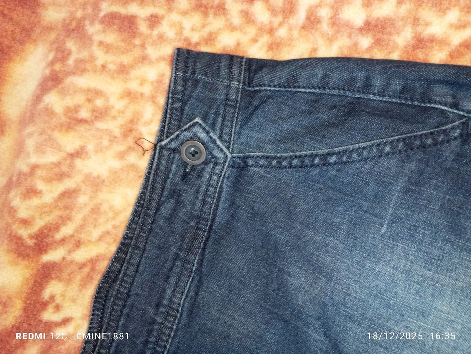 Düğmeli Mavi Denim Midi Etek - Görsel 2