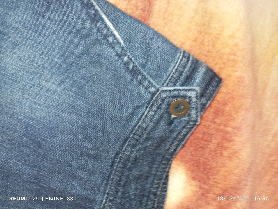 Düğmeli Mavi Denim Midi Etek - Görsel 4