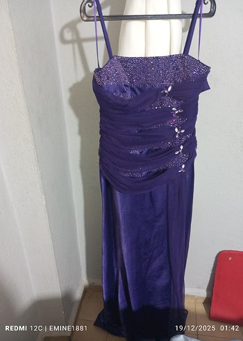 Parlak Mor Abiye elbise - Görsel 3