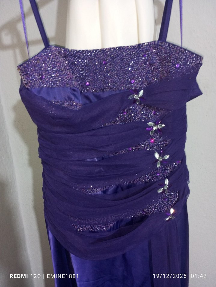 Parlak Mor Abiye elbise - Görsel 2