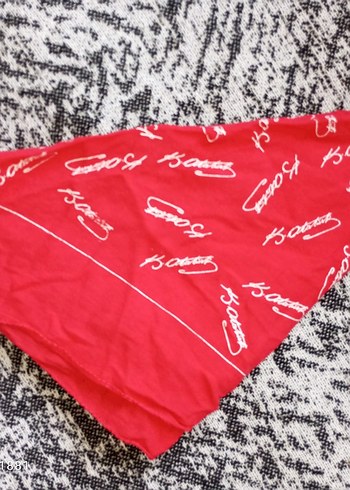 Kadın Kırmızı Vintage ATATÜRK İMZALI bandana - Görsel 3