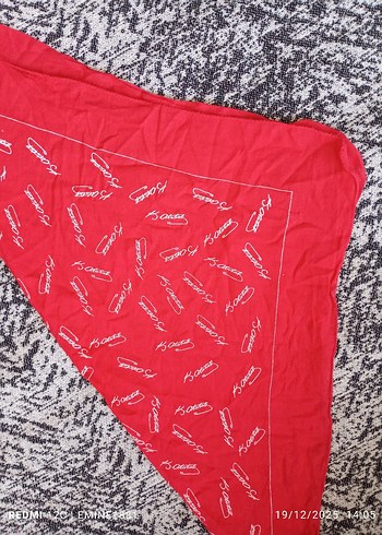 Kadın Kırmızı Vintage ATATÜRK İMZALI bandana - Görsel 5