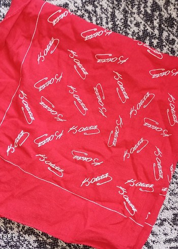 Kadın Kırmızı Vintage ATATÜRK İMZALI bandana - Görsel 2