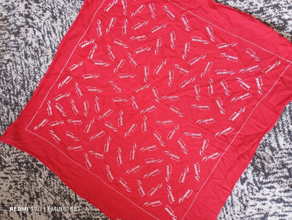 Kadın Kırmızı Vintage ATATÜRK İMZALI bandana - Görsel 4