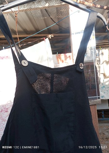 Siyah Keten Salaş Uzun Tulum - Görsel 2