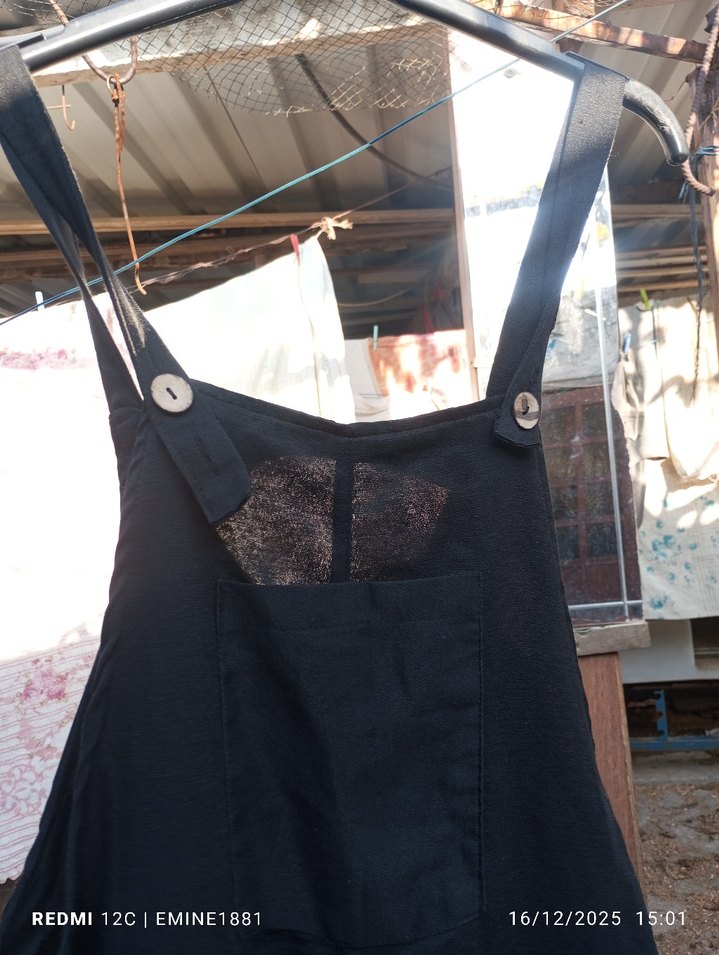 Siyah Keten Salaş Uzun Tulum - Görsel 2