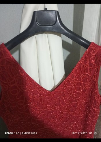 Kırmızı Dantelli Mini Abiye Elbise - Görsel 2