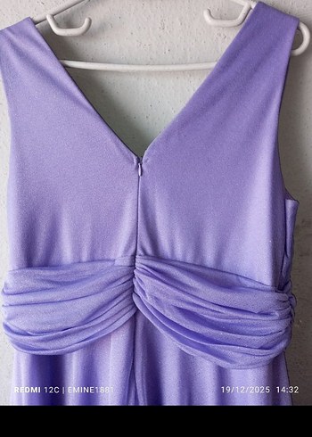 Mor Drapeli Uzun Abiye Elbise - Görsel 3