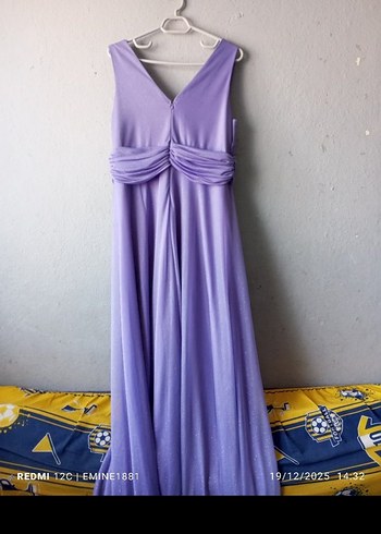 Mor Drapeli Uzun Abiye Elbise - Görsel 5